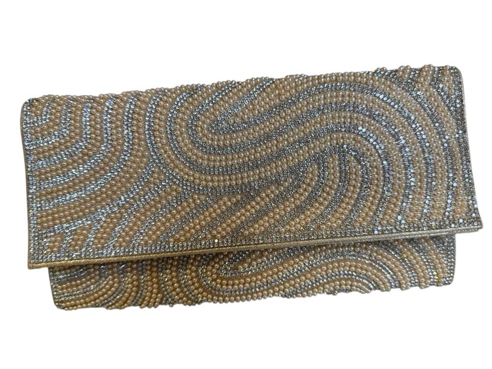 Jewel Badgley Mischka Tina Beaded Swirl Envelope Clutch Bag